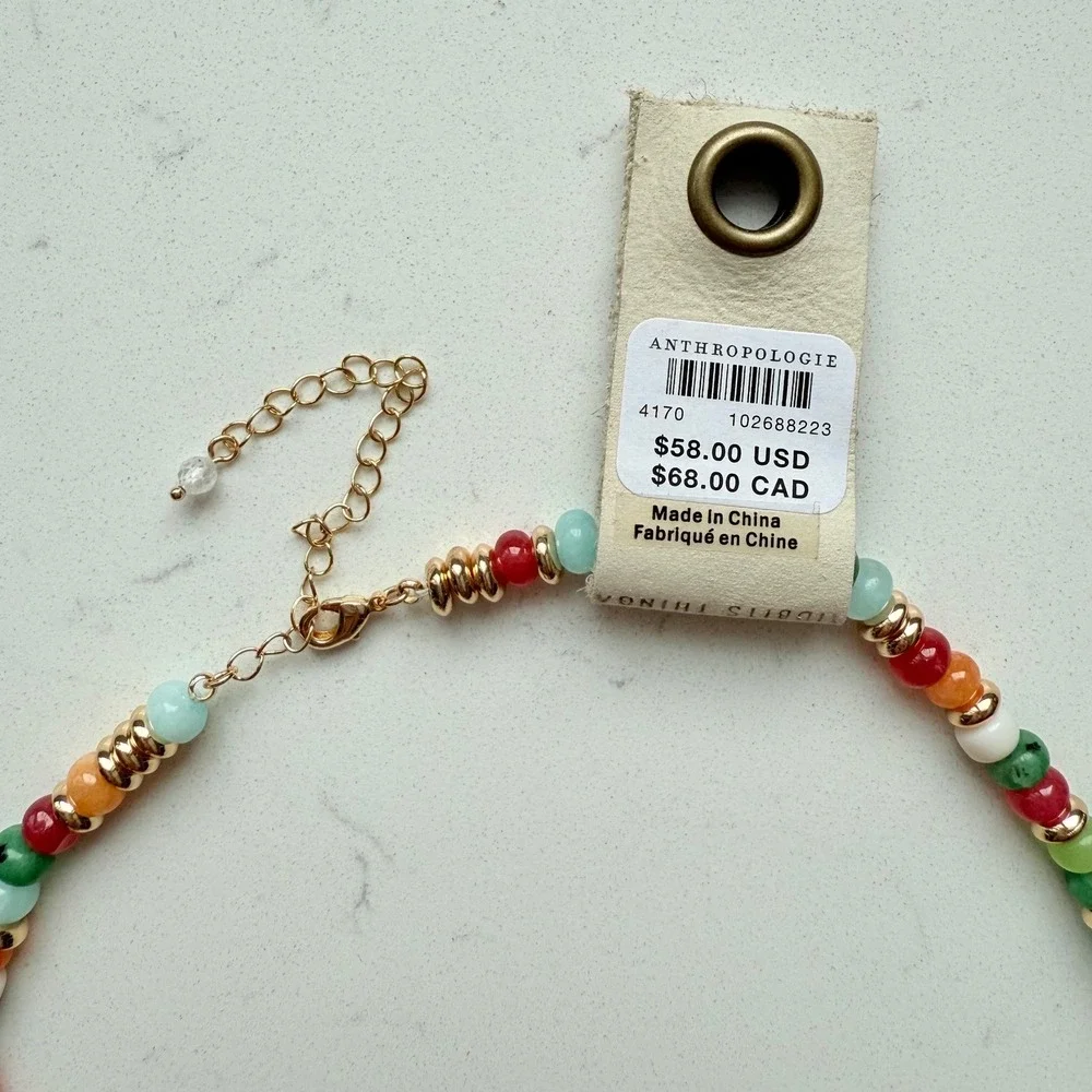 By Anthropologie Beaded‎ Bubble-Letter Necklace - Coastal Cowgirl - NWT